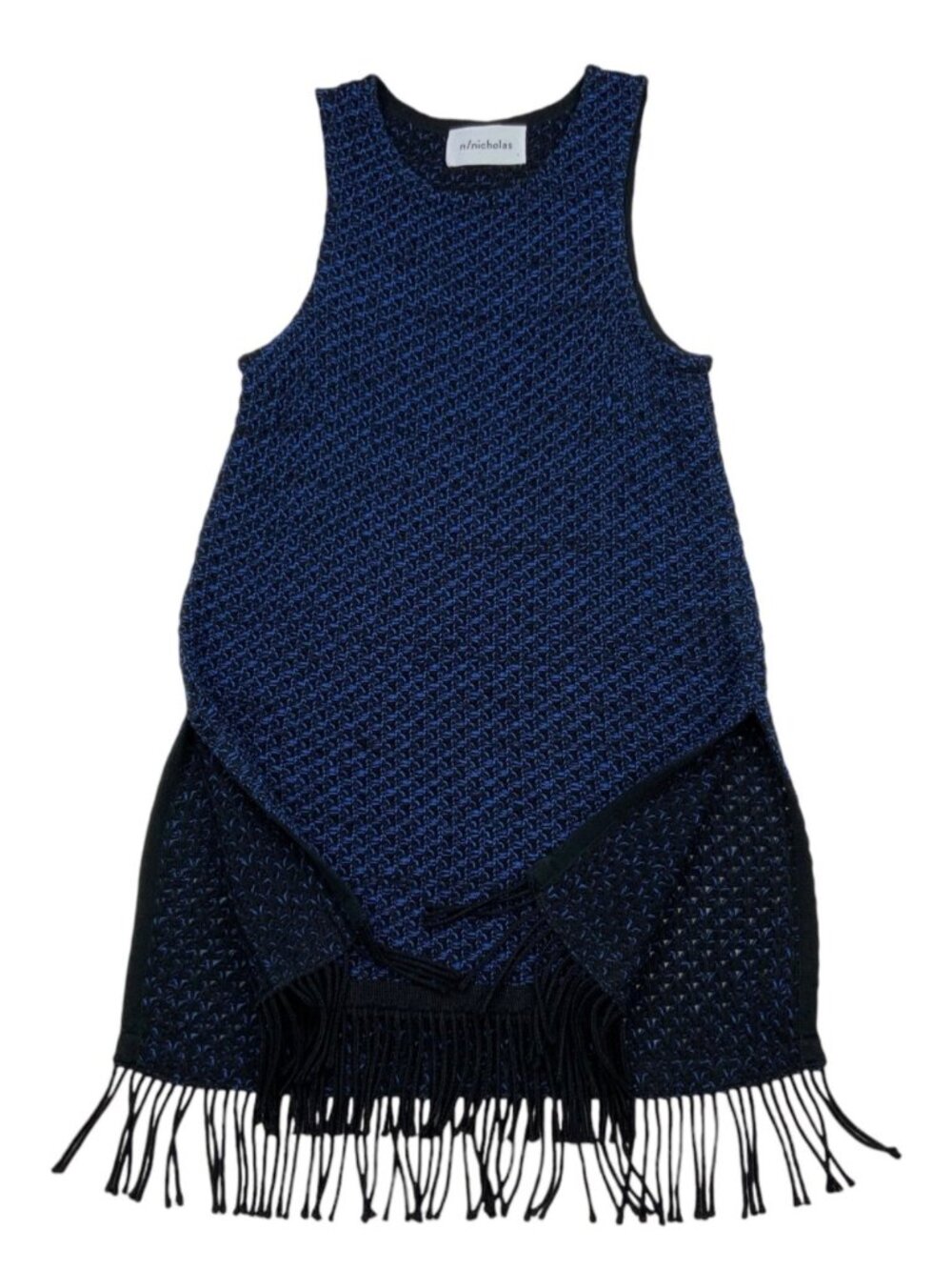 N/Nicholas Knit Fringe Tunic 8 Blue Sleeveless - Picture 13 of 16